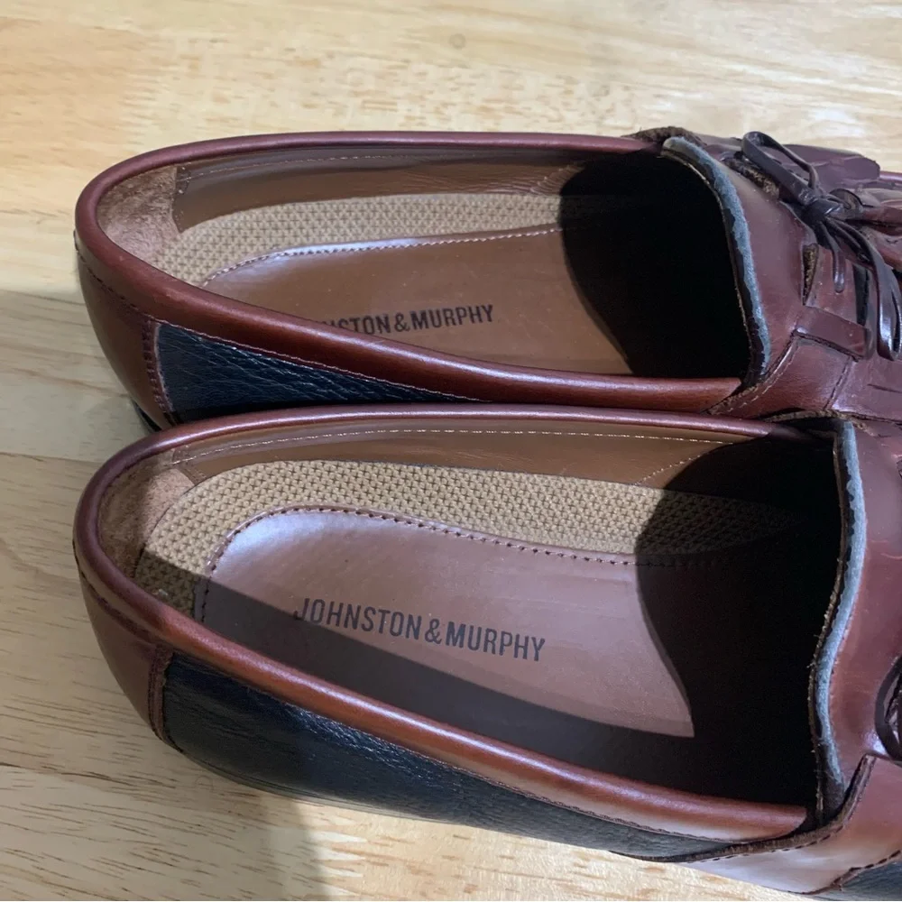 Johnston Murphy Mens Loafer Aragon II Kiltie Tassel Leather Black Brown Sz 11.5M
